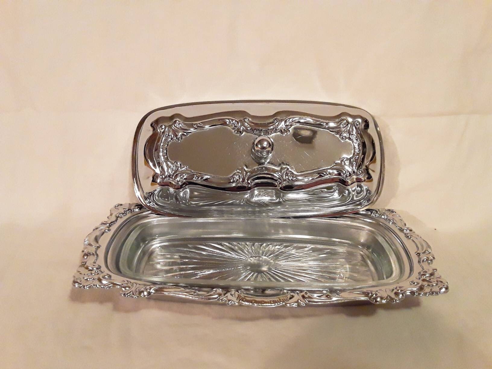 Vintage Butter Dish Stainless Steel and Glass Etsy