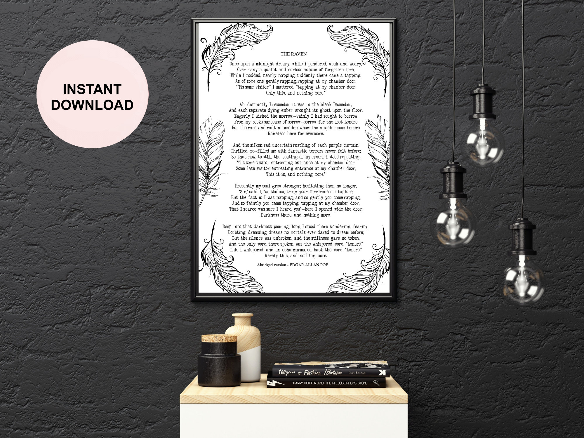 Edgar Allen Poe, the Raven, Printable Wall Art, Home Decor - Etsy