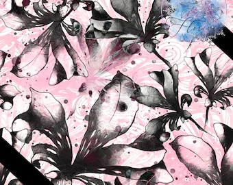 3 Seamless digital patterns (seamless) Digital Paper, Draw, line, Flower, Black, abstract, Summer, Garden, mandala, soft, pastel, sweet