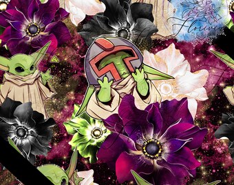 Seamless digital pattern Flower, Cute, Animal, Galaxy, Pink, Purple, Green, burgundy, gold, black, magic, strength