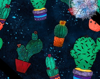 Digital Paper, Seamless, Plants, Night, Cactus, Blue, Green, Nature, Boy, Abstract, ink, splash, drawing, colorful, cute, sweet, funny