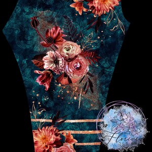 Set of four digital files, one legging panel and three seamless, flower, luxury, love, red, blue, gold, chic, pretty, cute
