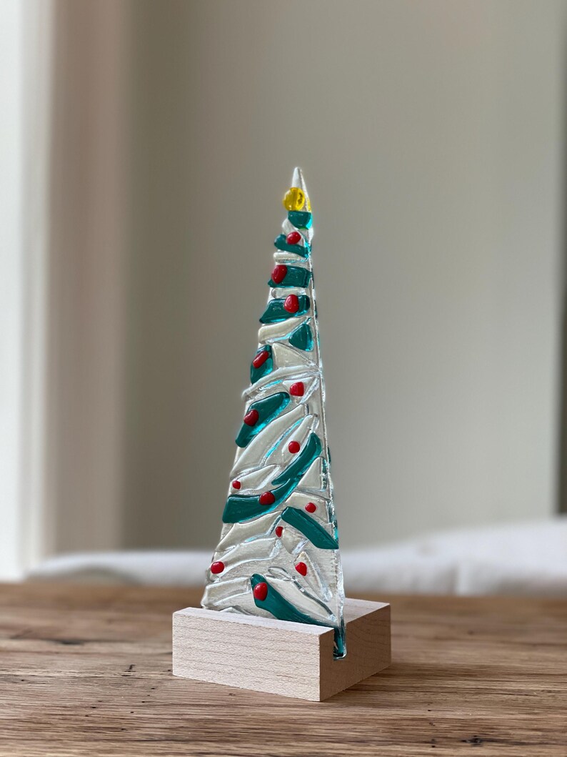 Handmade Fused Glass Christmas Tree Kilnfired Art Mosaic Christmas