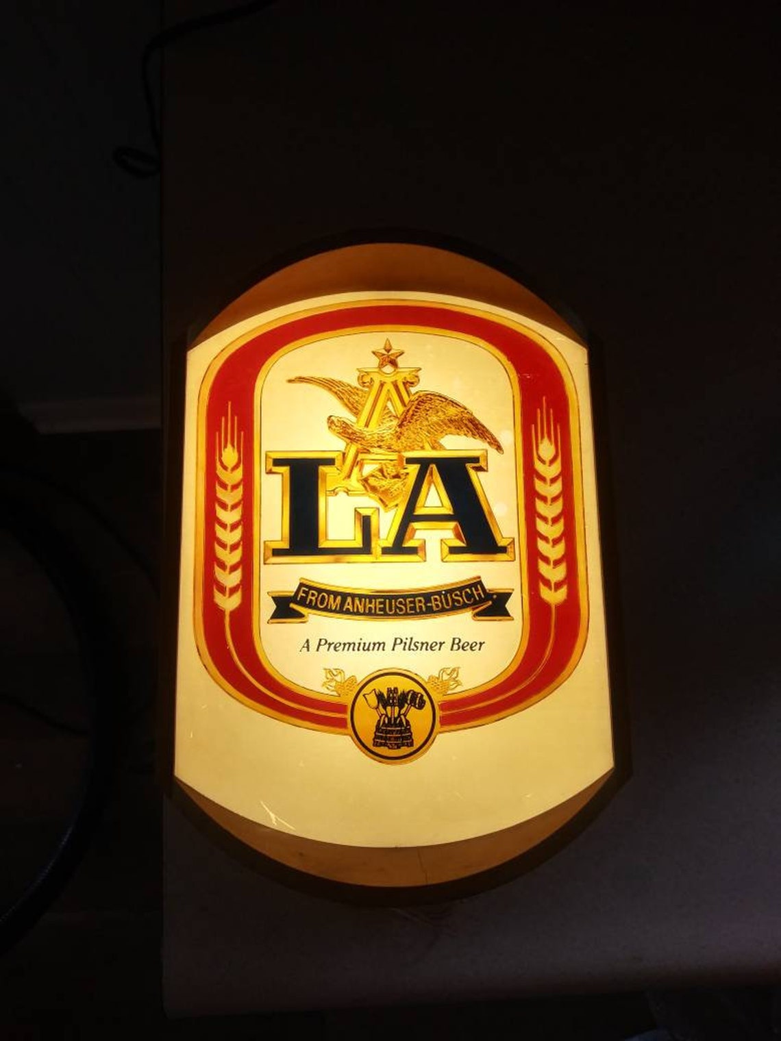 LA beer 1984 9x11 lighted ad sign Etsy