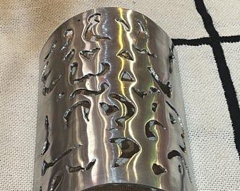 Handcrafted Moroccan Silver Wall Sconce: Pierced Aluminum Light