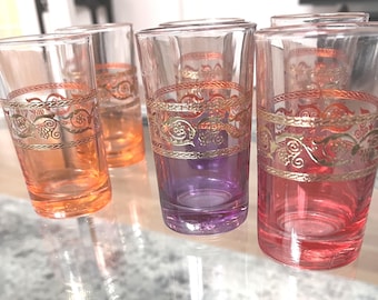 Moroccan Tea Glasses: Gold Design, Set of 6