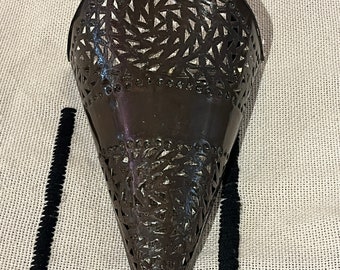 Handmade Moroccan Metal Wall Sconce: Pierced Light