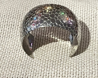Hammered Sterling Silver Cuff Bracelet: Handmade Modern Design