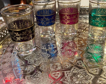 Moroccan tea glasses for serving mint tea, Moroccan serving  tea glasses,  Set of 6 Moroccan tea glasses