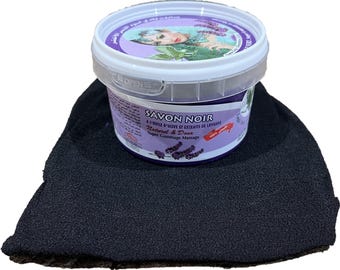 Moroccan Black Soap: Olive & Lavender, Exfoliating Kessa Glove (250g - 8.82 Oz)