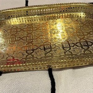 Gold tray, Moroccan gold tray, Moroccan serving tea tray, Moroccan traditional tray , Moroccan handmade brass tray