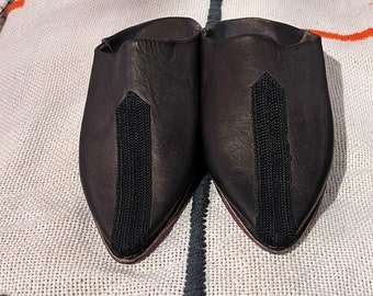 Moroccan black brown  women babouches slippers shoes