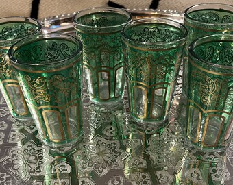 Moroccan  green tea glasses, Moroccan green tea glass, Moroccan green tea cups,  Green Moroccan tea glasses