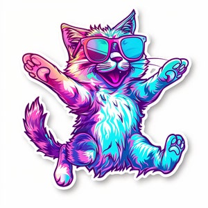 Stickers, cats glasses, t-shirt sublimation design, 10 PNG, digital print, sublimation, 1 ZIP file.