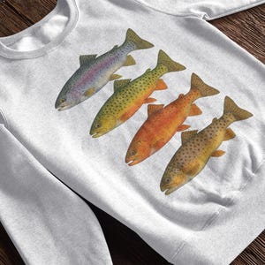 Abstract Trout Stack Sweatshirt | Fishing Enthusiast Crewneck Sweatshirt | Outdoor Apparel, Fisherman Gift | Nature Lover Sweatshirt