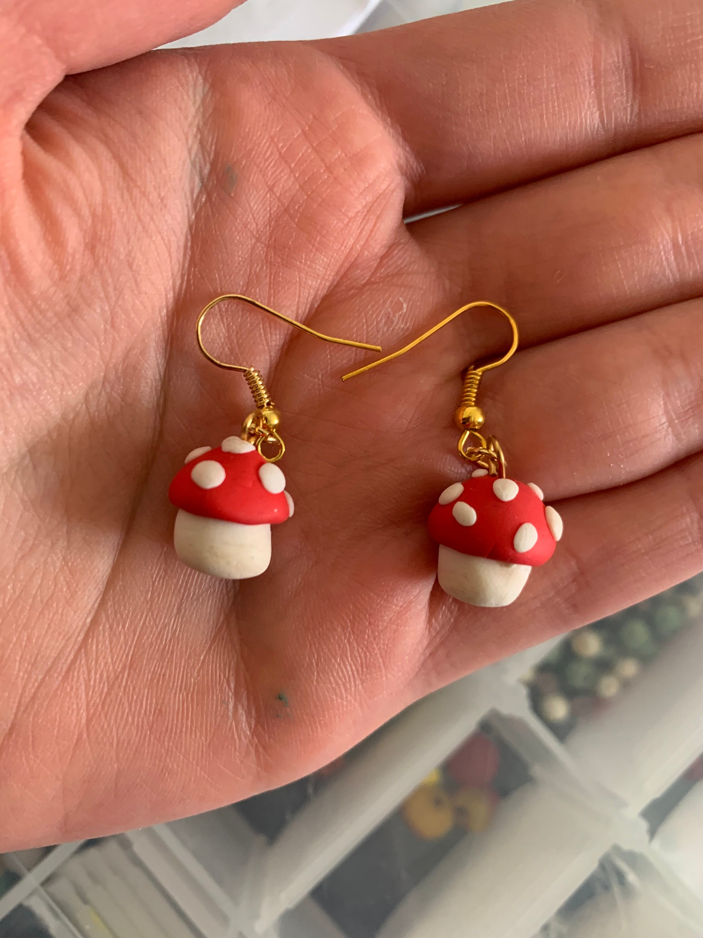 Fimo Handmade Mushroom Earrings Etsy