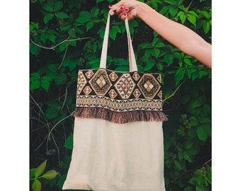 Armenian Bag crossbody Cotton blend Red Ethnic ornament with black rope Tote bag Shopper bags rectangle For mobile phone Spring gifts