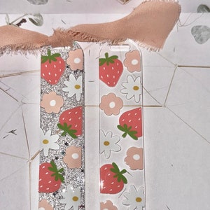 Strawberry Acrylic Bookmark, Cute Bookmark,  Acrylic Bookmark, Book Lover Gifts, Trendy Bookmark, Bookmark Acrylic, Bookish Gifts