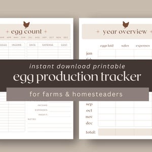 Registro de producción de huevos de gallina: Registro de ganancias de la granja (PDF imprimible)