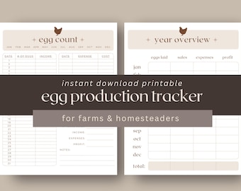 Chicken Egg Production Tracker: Homestead Farm Profit Log (Printable PDF)