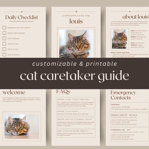 Cat Caretaker Guide - Editable Printable Cat Sitter Instructions, Cat Sitters, Pet Sitting Guide, Cat Sitting Guide, Instant Download PDF