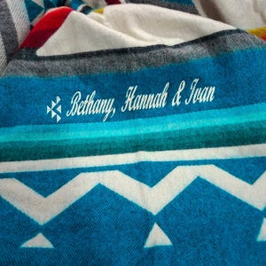 Personalized Alpaca Wool Blanket - Queen Size | Custom Name Southwestern Throw Blanket - Native Design |  Turquoise Boho Blanket