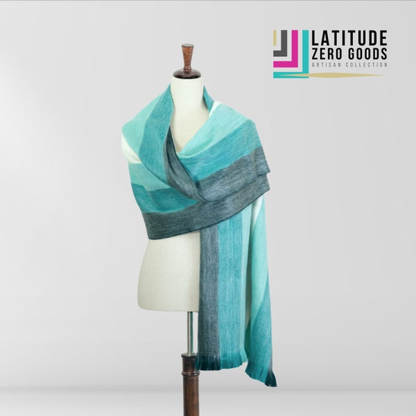 Alpaca Wool Shawl | Super-Soft Shawls |Pashmina | Aquamarine Alpaca Wool Shawl | warm wrap formal shawl