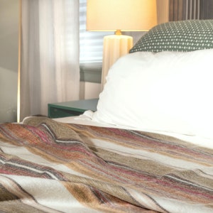 Beige Alpaca Wool Throw Blanket | Wool Blanket | Large Couch Blanket | Warm Throw for Winter