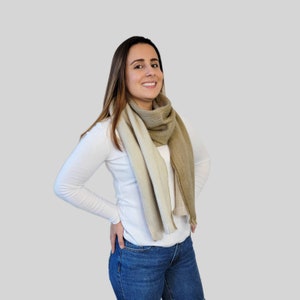 Beige Alpaca Wool Scarf, Unisex Scarf, Wool Scarves, Wrap Scarf for Woman, Scarf for Men