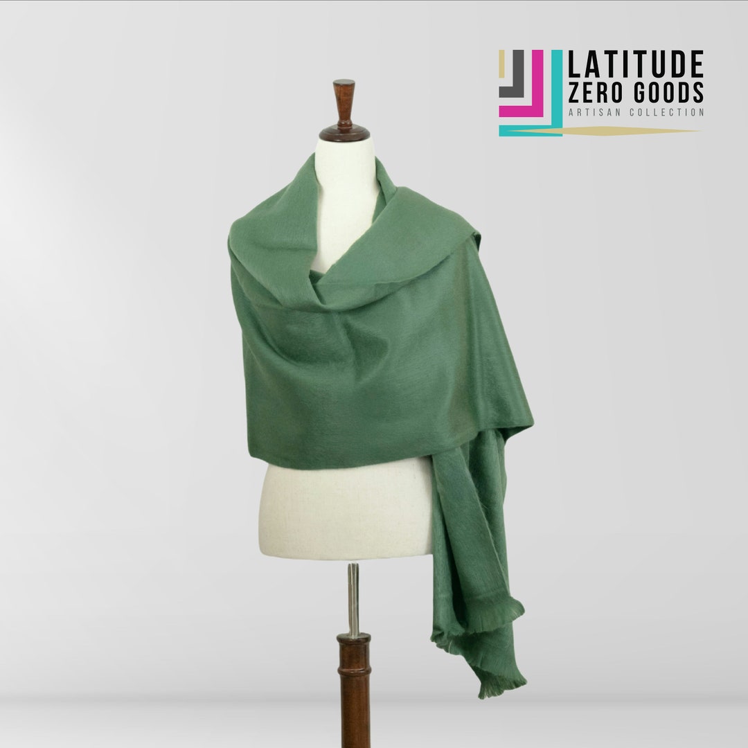 Silk Wool Shawl, Large, Green Garden main image 1