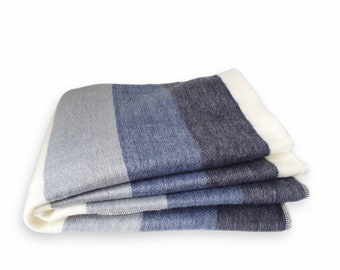 Blue Alpaca wool blanket, warm throw, alpaca blanket