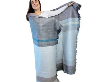 Jeté réversible en laine d'alpaga | lancer fait à la main | Couverture unique en laine | Couverture double face