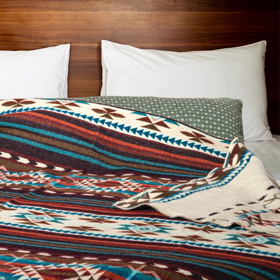 Alpaca Wool Throw Blanket, Native Design Wool