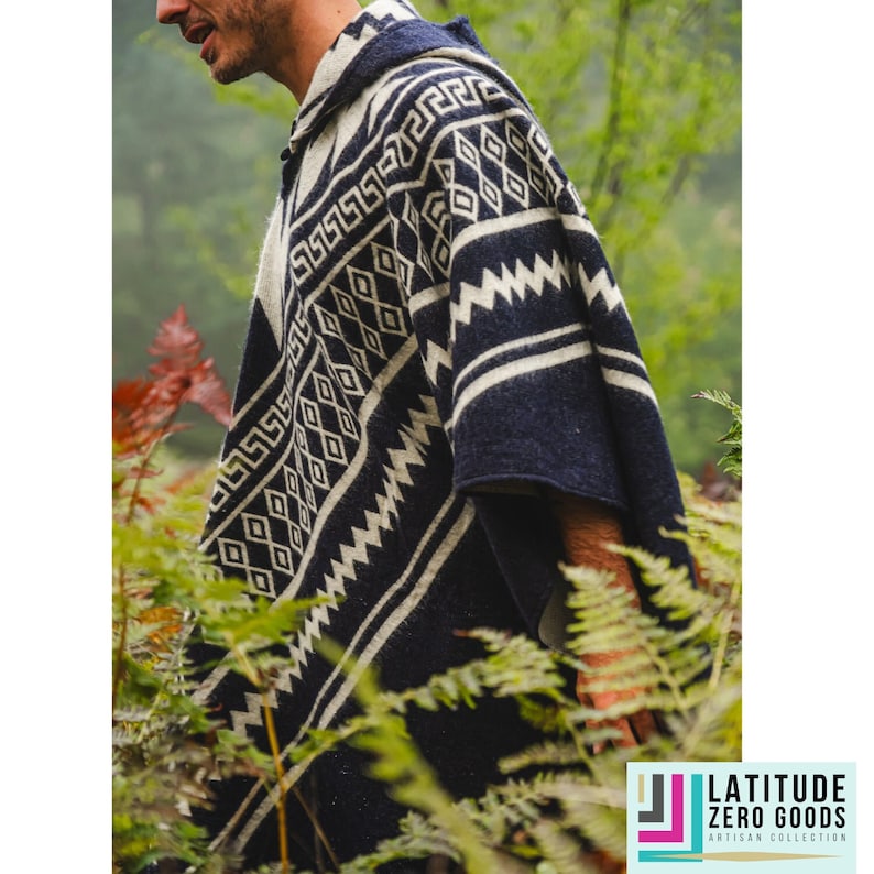PONCHO de style sud-ouest PONCHO pour hommes poncho en laine d'alpaga Fabriqué à la main par des artisans en Amérique du Sud poncho homme image 10