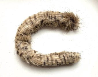 Handmade UK 53cm 20" Cheetah Leopard Big Cat Faux Fake Fur Fake Animal Tail Large Keyring Keychain! *Made to order*