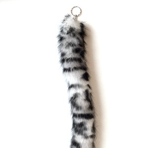 Handmade UK 43cm 16" Snow Leopard Faux Fake Fur Fake Animal Tail Large Keyring Keychain! *Made to order* image 4