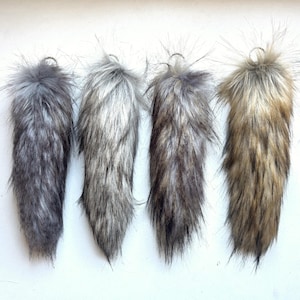 Handmade Mini 23cm 9&quot; Faux Fur Tail Set - Fake Wolf Fox Dog Animal Tail Keyring Keychains *Made to order*