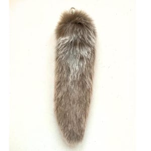 Brown Frost Handmade UK 24cm 9.4&quot; Faux Fur Wolf Fox FAKE Animal Tail Keyring Keychain - *Made to order*