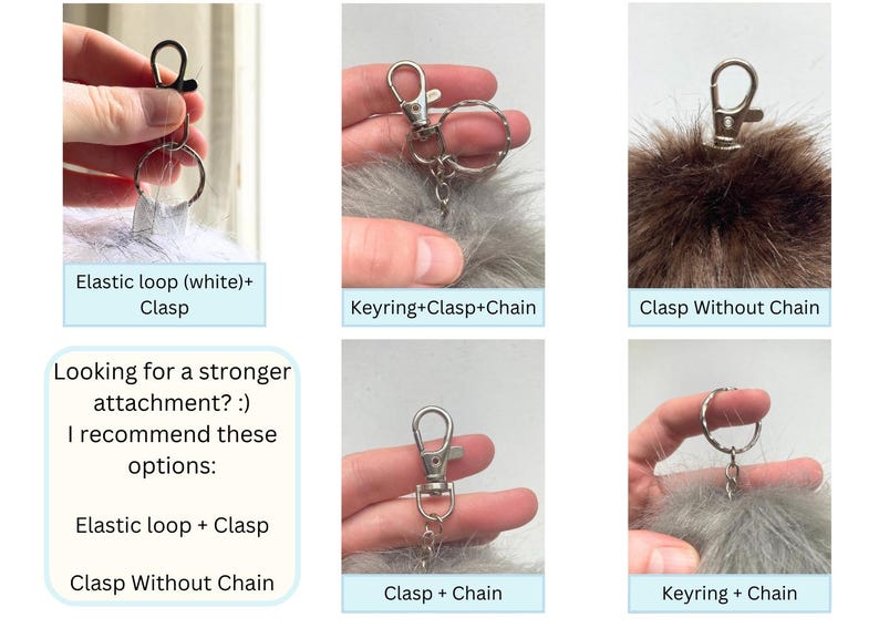 Handmade UK 43cm 16" Snow Leopard Faux Fake Fur Fake Animal Tail Large Keyring Keychain! *Made to order* image 2