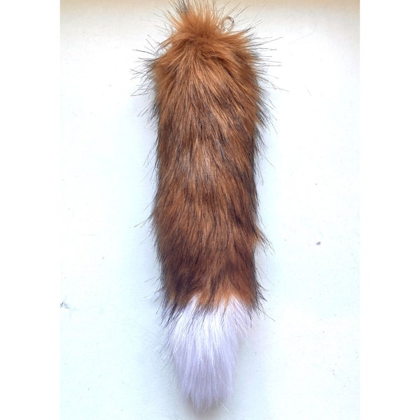 Fake Fox Orange White Tip Tail 33cm 13" Handsewn Faux Tail Fake Fur Fox Fake Animal Tail Large Keyring Keychain! *Made to order*