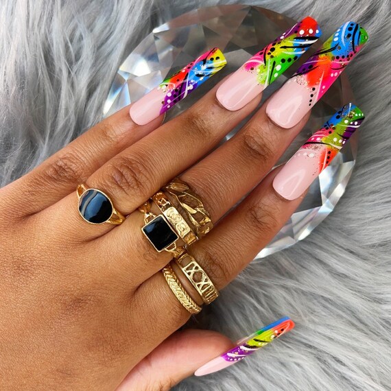 Throwback French Press On Nails Jewelry & Beauty Acrylic & Press On