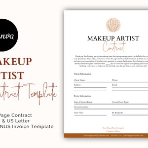 Plantilla de contrato de maquillador profesional, contrato de maquillaje nupcial, plantilla de contrato de servicio de maquillaje, contrato de maquillaje nupcial, contrato MUA