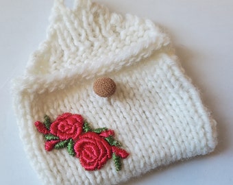 Knit Card Wallet with Embroidered Patch