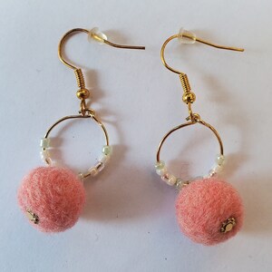 Needle Felted Earrings with Hoop