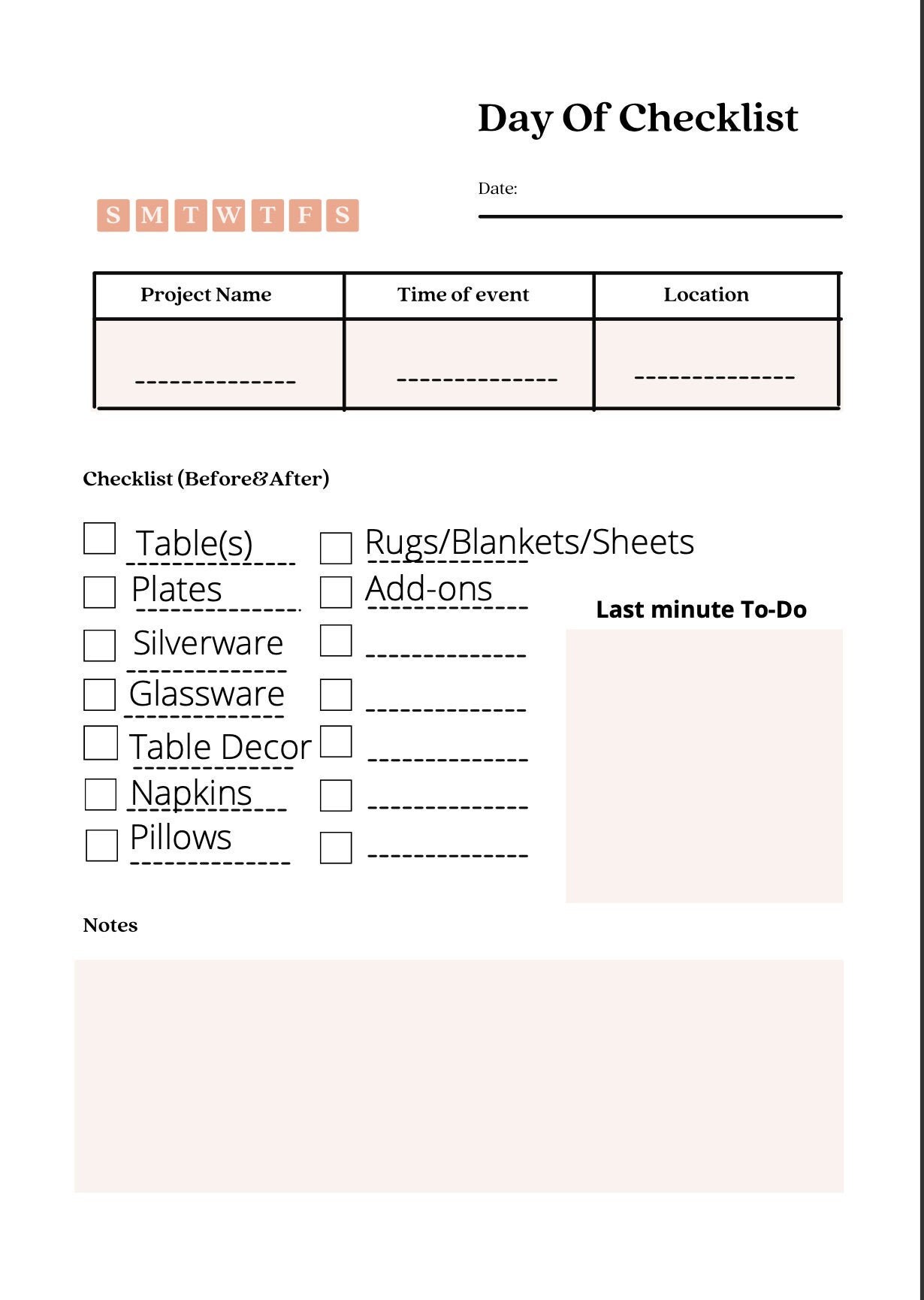 Luxury Picnic Day of Checklist Etsy