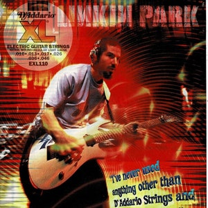 Brad Delson of Linkin Park - D&#39;Addario Strings - 2002 Print Advertisement