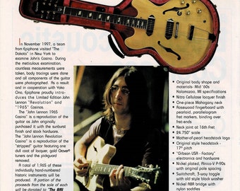 JOHN LENNON - Epiphone Guitars - CASINO - 2000 Print Advertisement