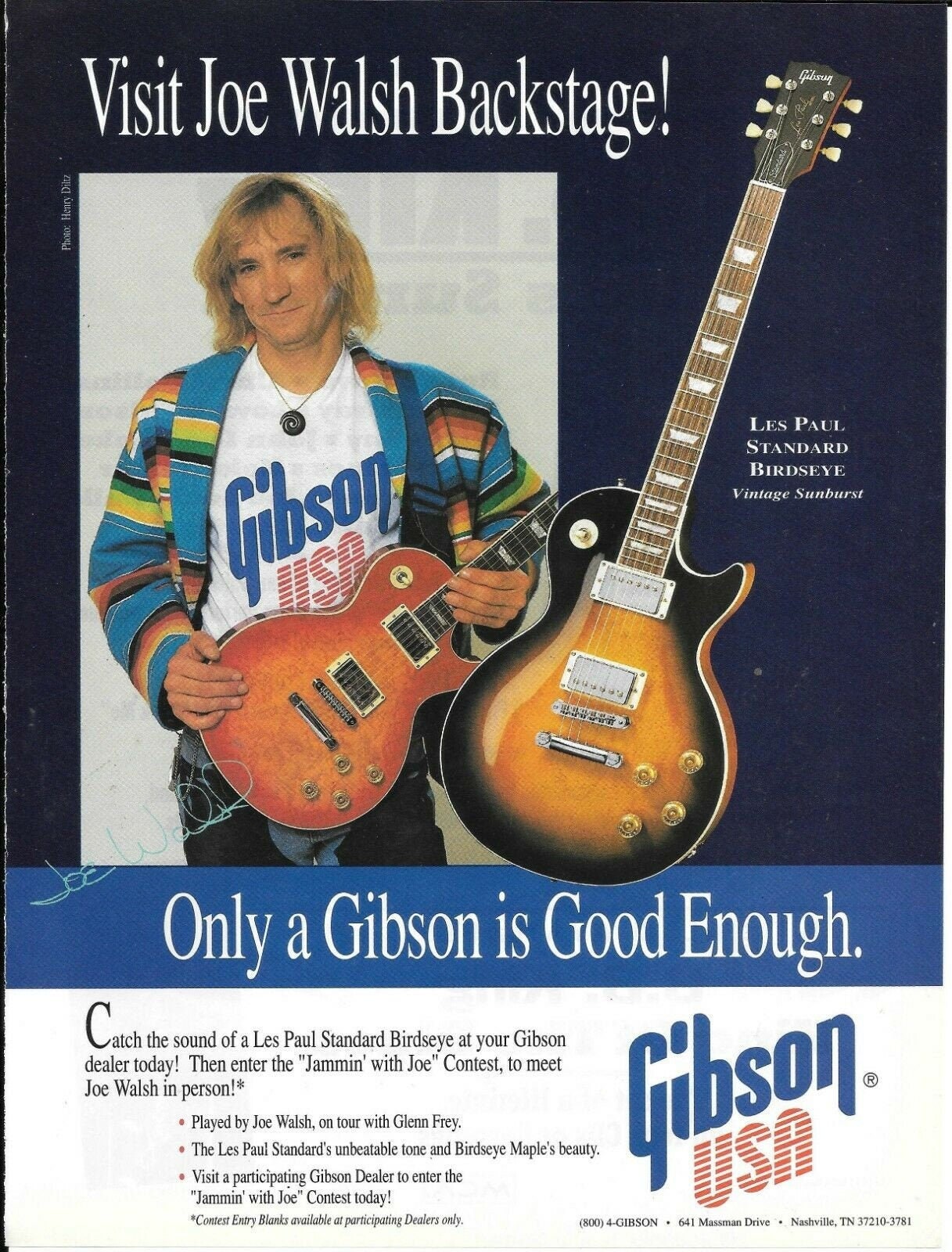 Joe Walsh Gibson Gitarren Birdseye 1994 Print Werbung - Etsy.de
