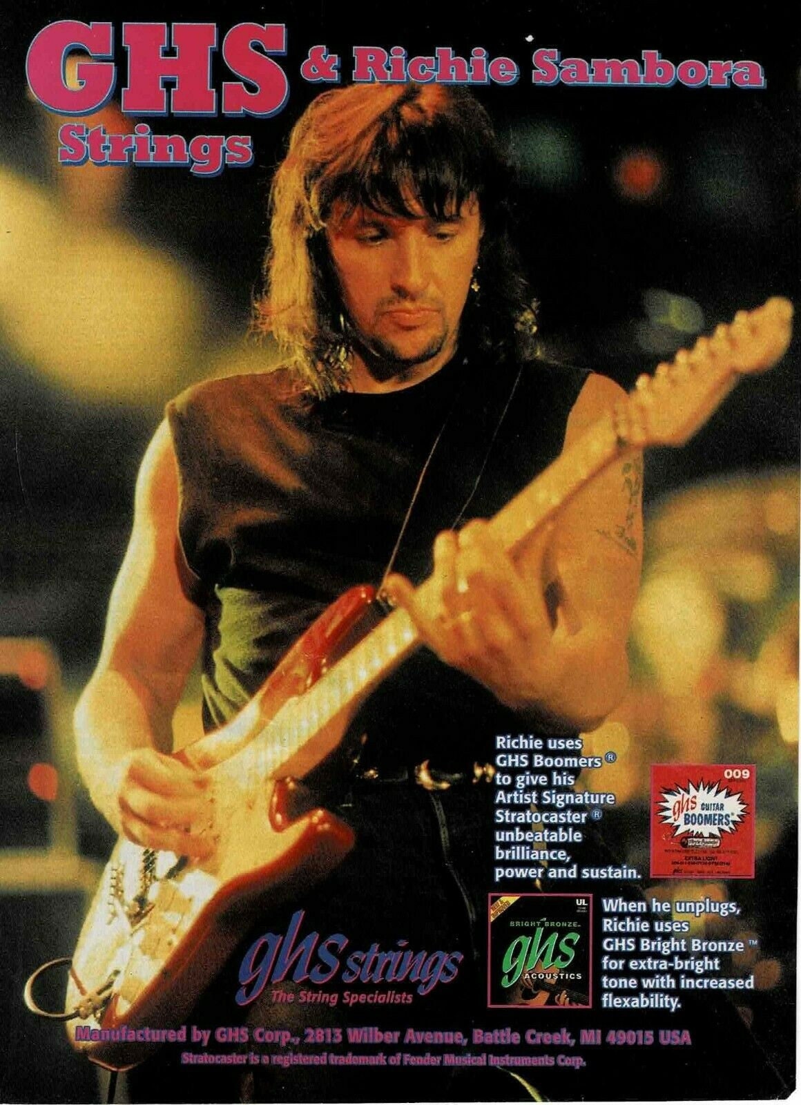 Richie Sambora of Bon Jovi - GHS Strings - 1996 - Print