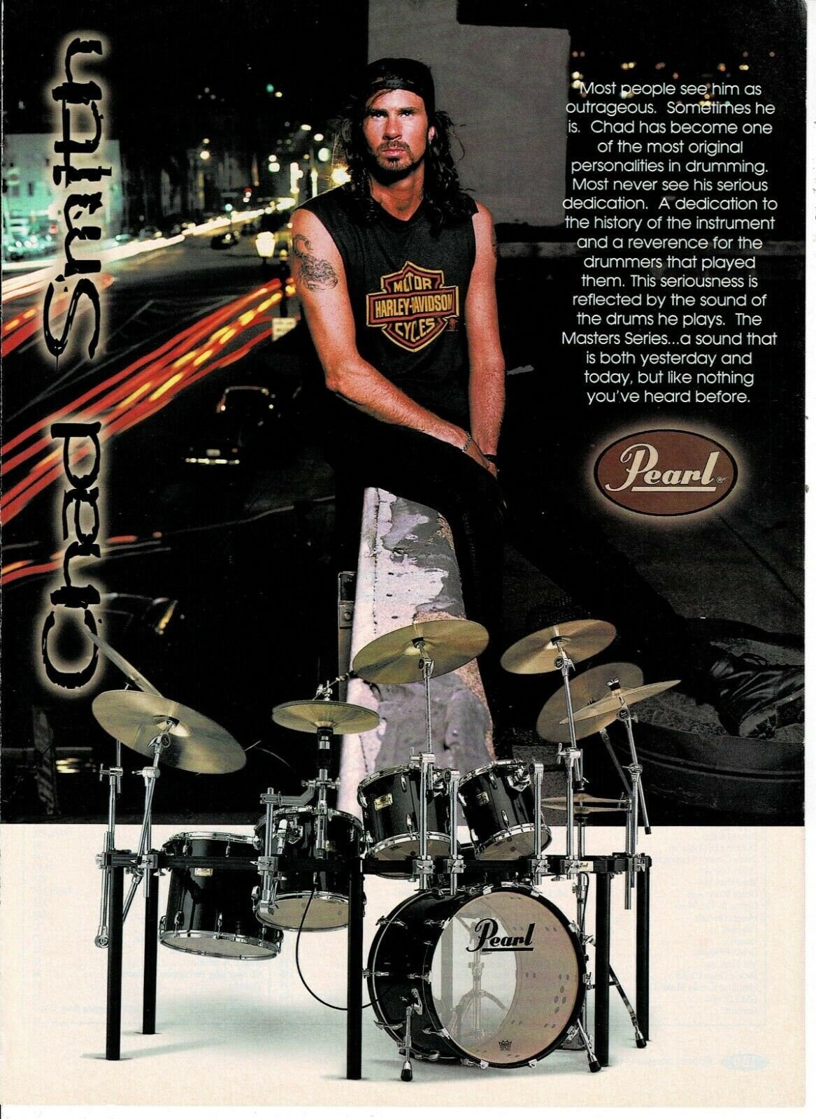Chad Smith de Red Hot Chili Peppers Pearl Drums 1995 Publicité imprimée -  Etsy France